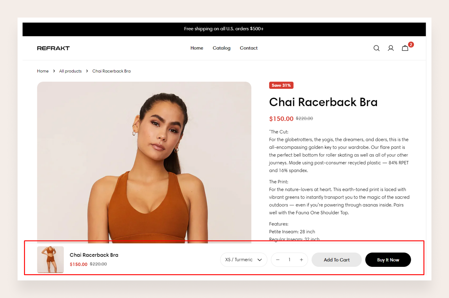 Sticky add to cart bar