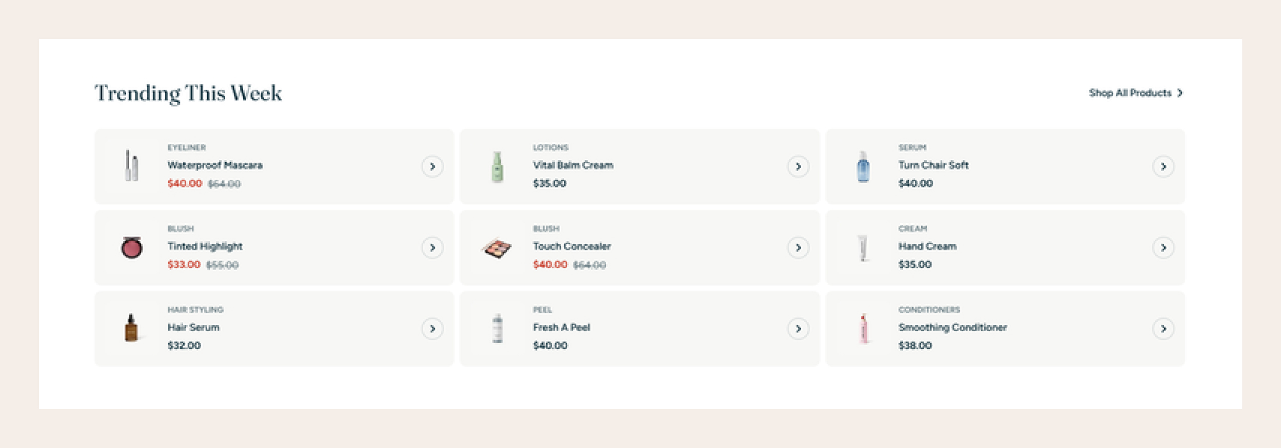 Horizontal products list