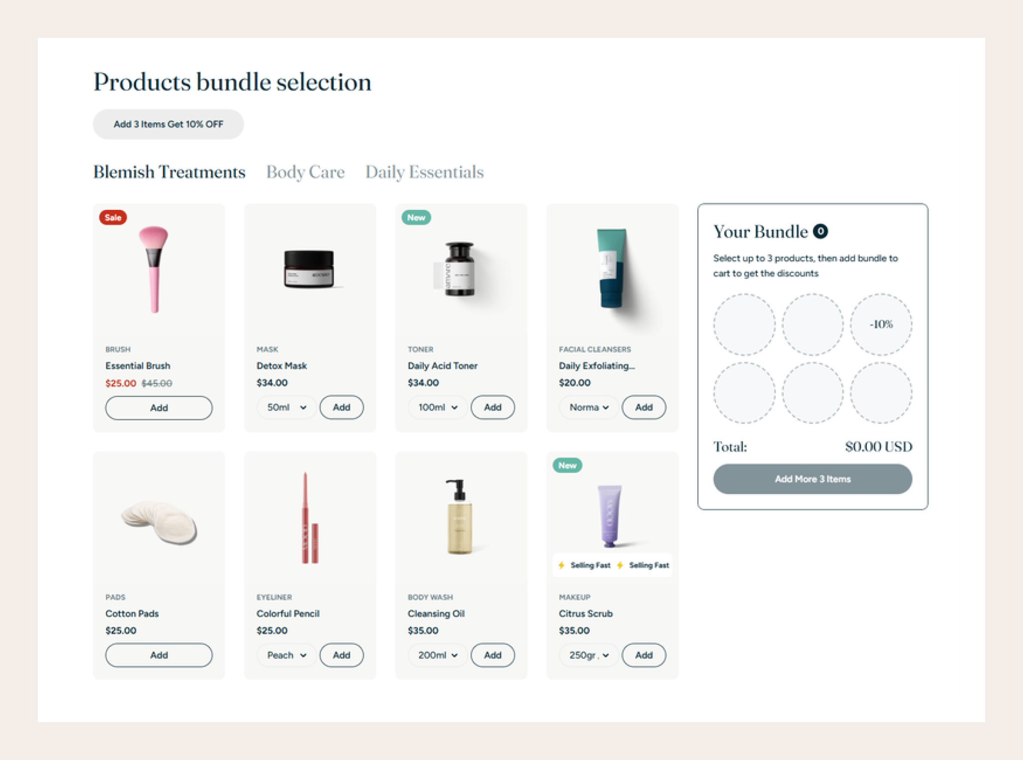 Product bundle selection