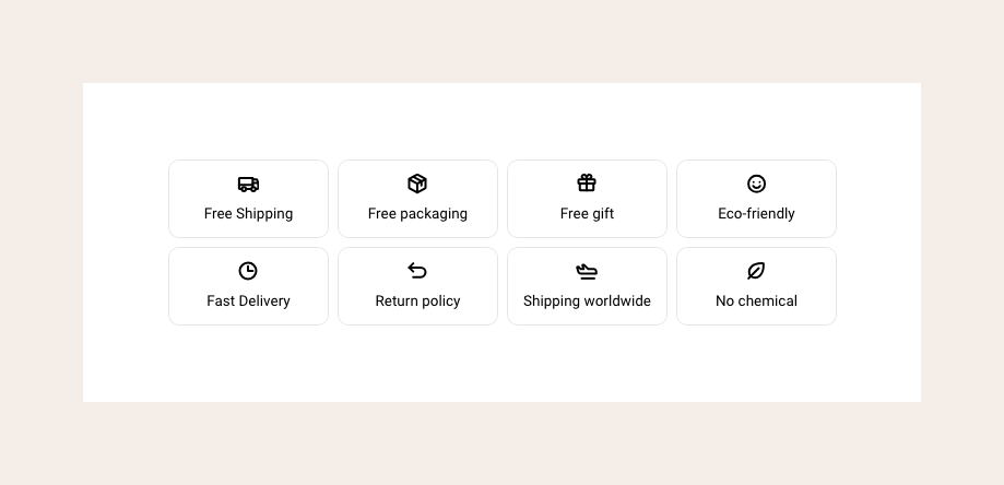 Grid icon box for section Product information