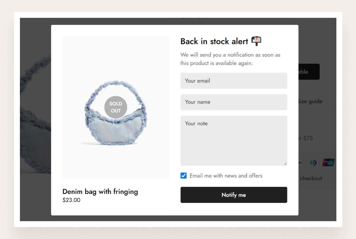 Back-in-stock alert